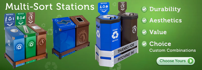 Trash Can Recycle Bin Combo, Multi-Sort Recycling Bins