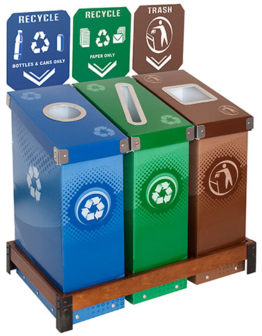 Slimcycle™ 3 Bin Station with Indicator Signs